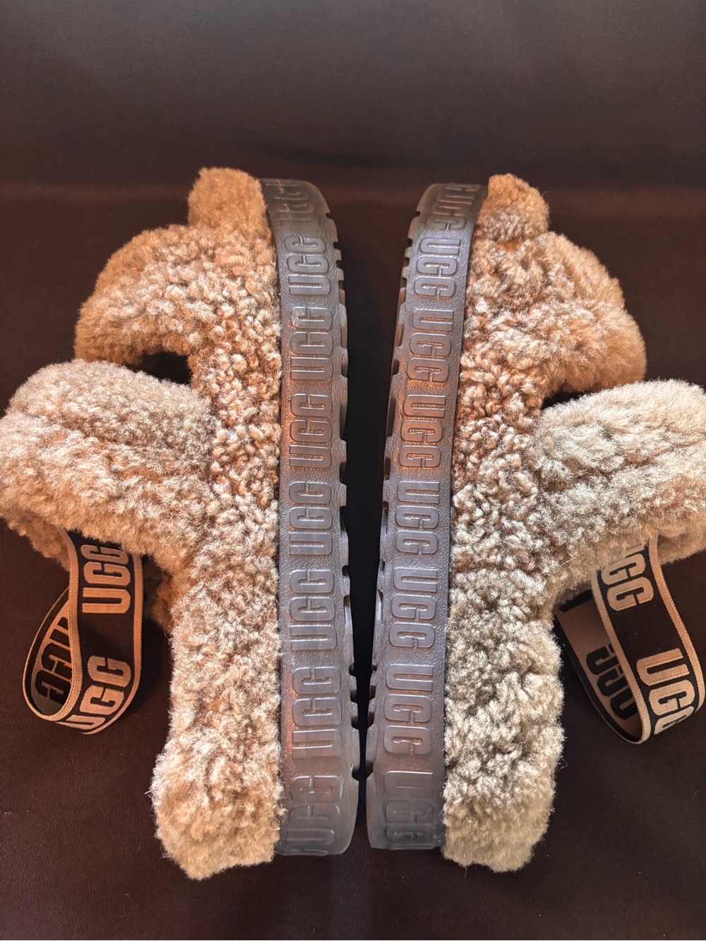 UGG Fuzz Yea Slide Sandals in Olive Green